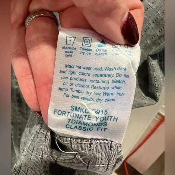 7 Diamonds Men’s Classic Fit Short Sleeve Button Up Shirt- Grey-Size Large - Picture 6 of 6